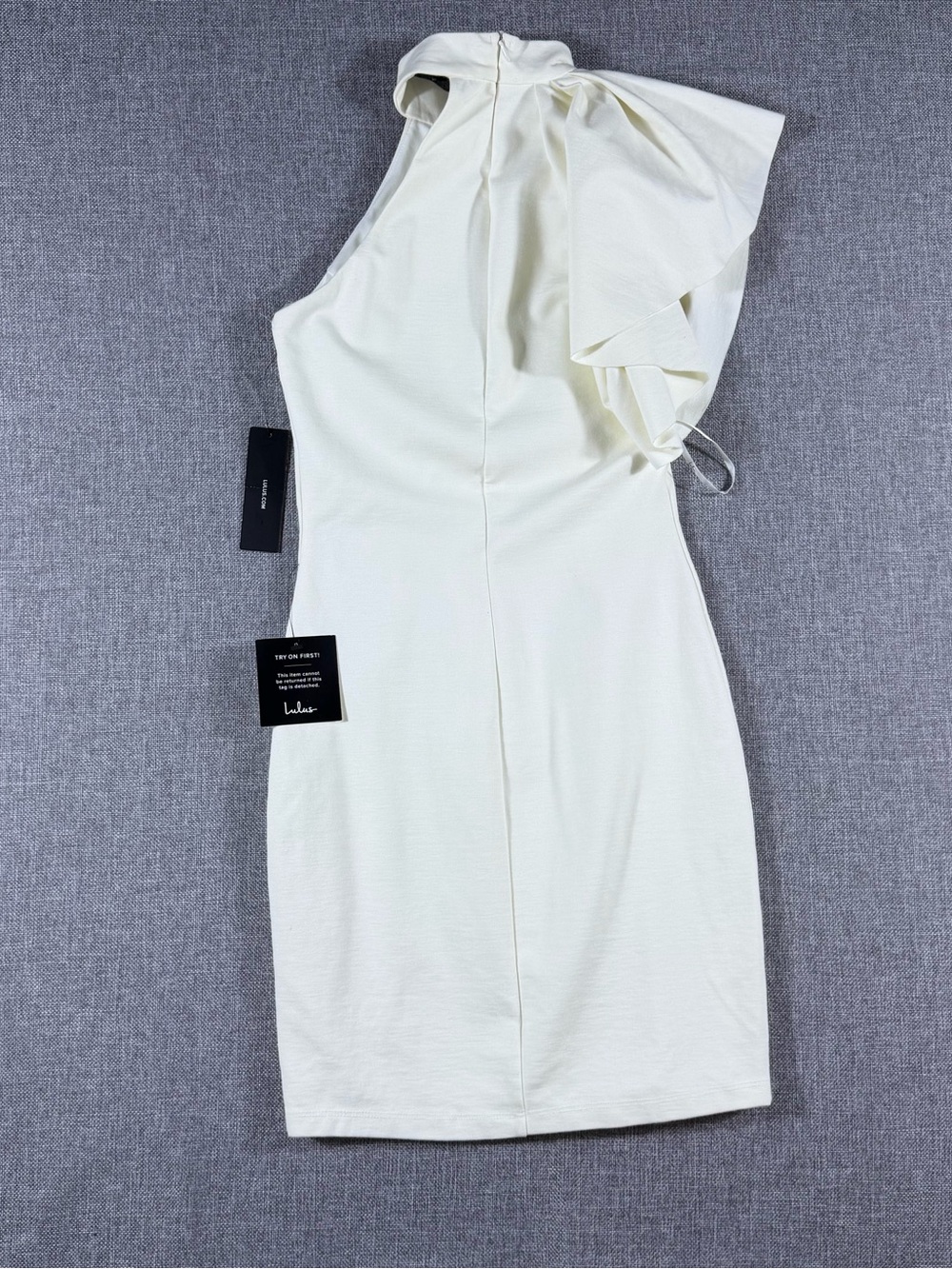 Lulu's Ivory One-Shoulder Ruffle Sheath Dress - Picture 3 of 5
